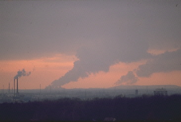 Dampfschwaden aus Kraftwerk-K&uuml;hlt&uuml;rmen